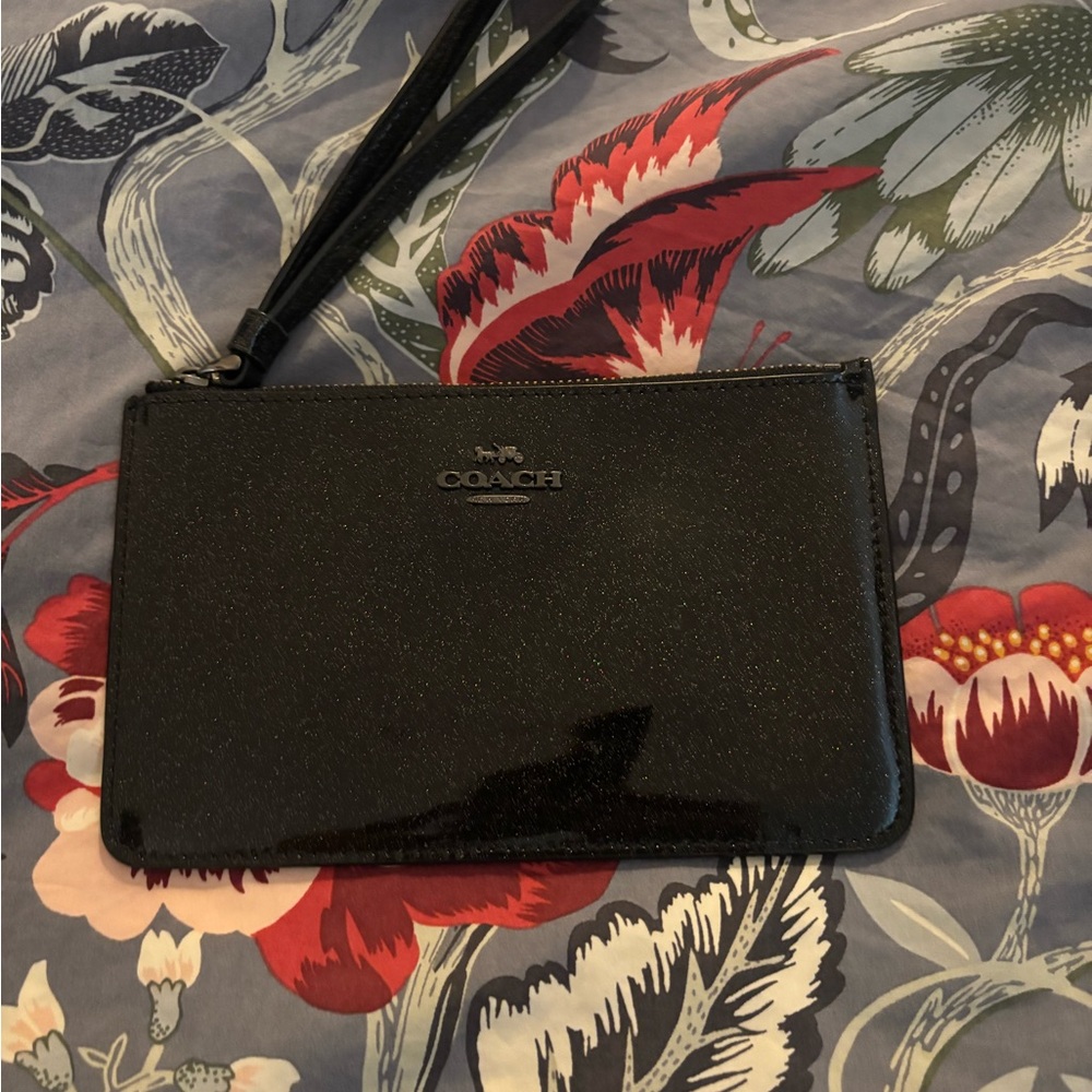 Coach Shimmering Black Wristlet Pouch